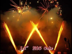 Pabrik Grosir 1.2 Inch 108 Shots W Bentuk Kue Kertas kembang api 1.3g Un0335 Professional Gold Cake